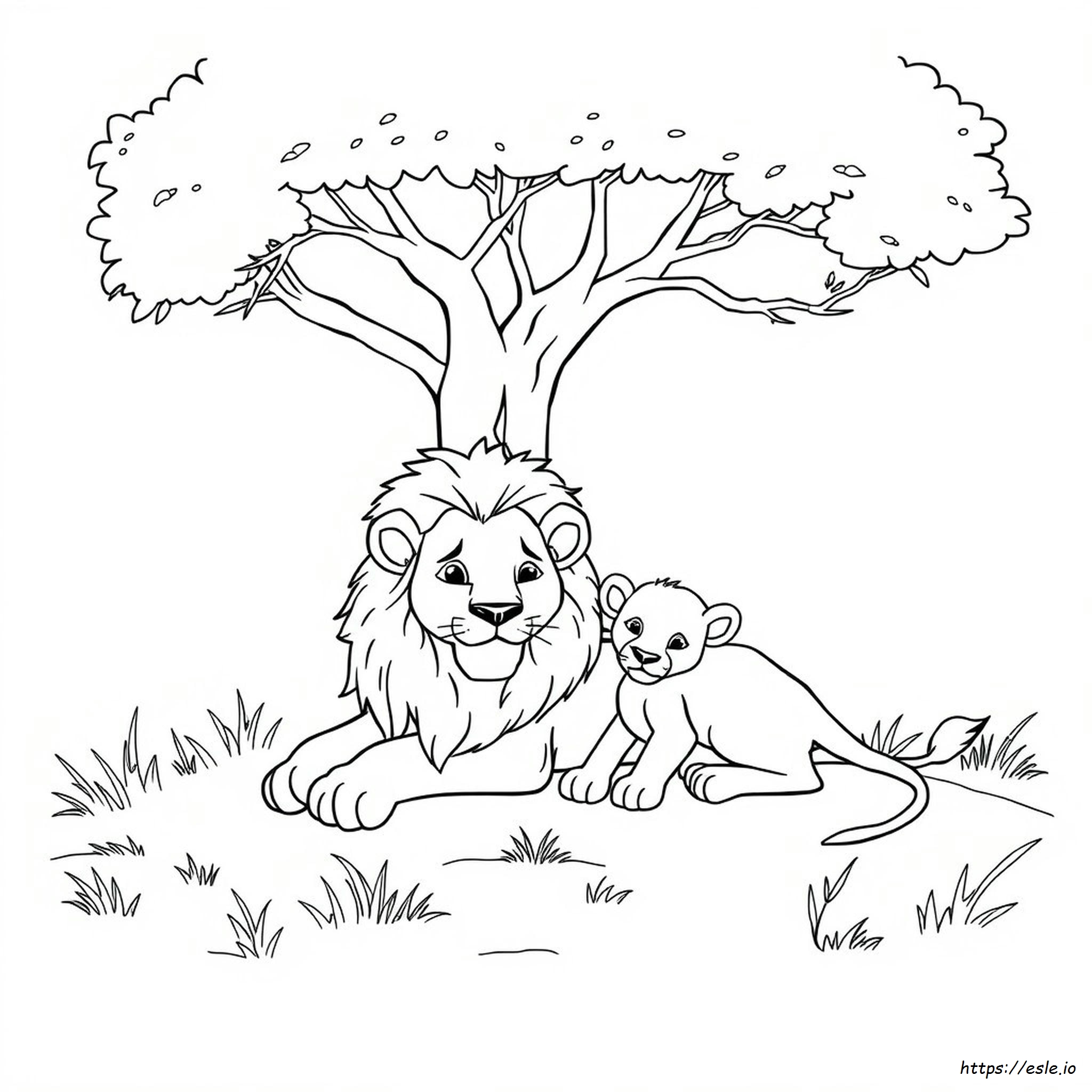 León Y Cachorro Para Colorear