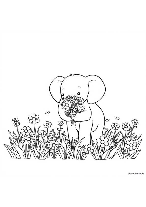 Elefante Con Fiori Da Colorare