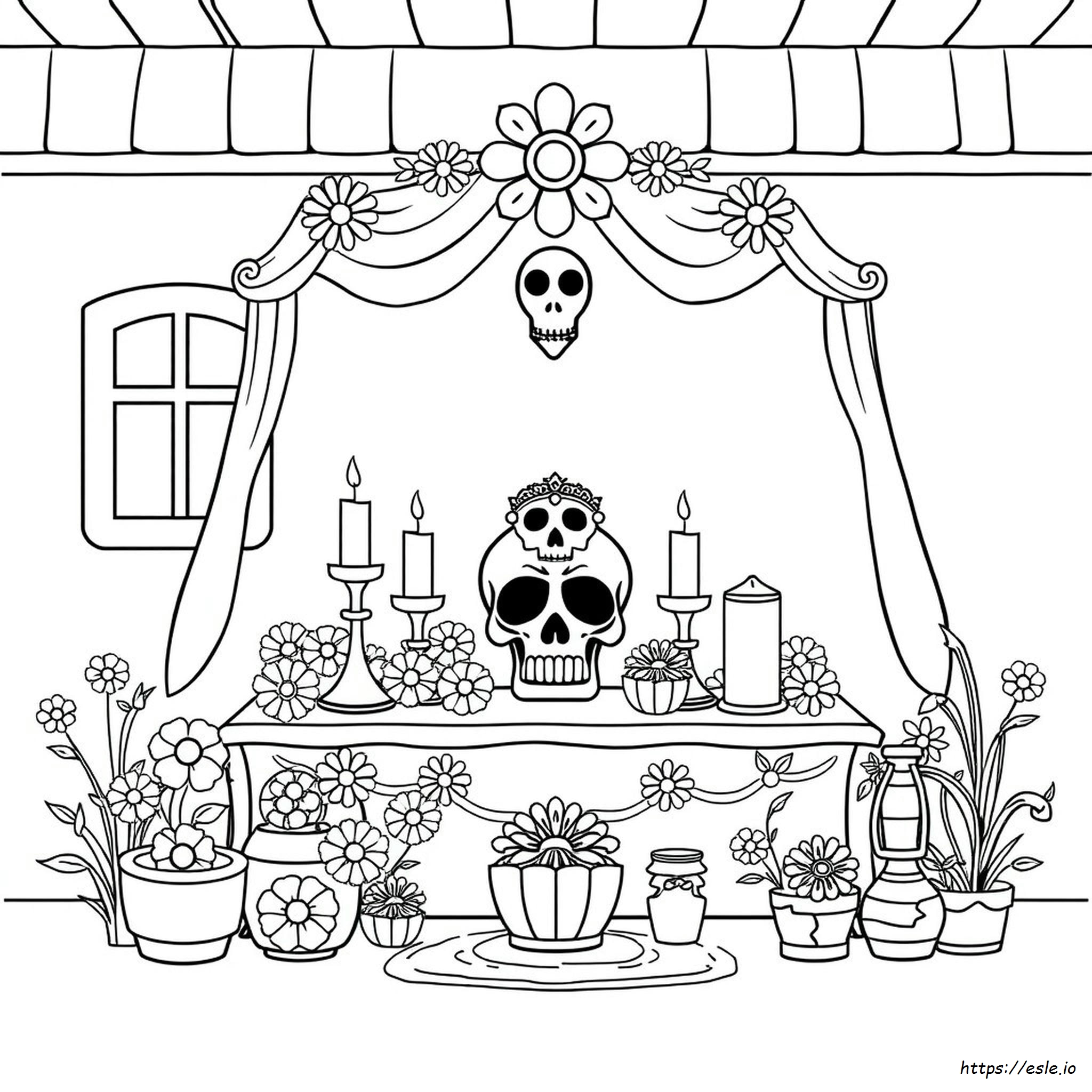 Day Of The Dead Altar Coloring Page