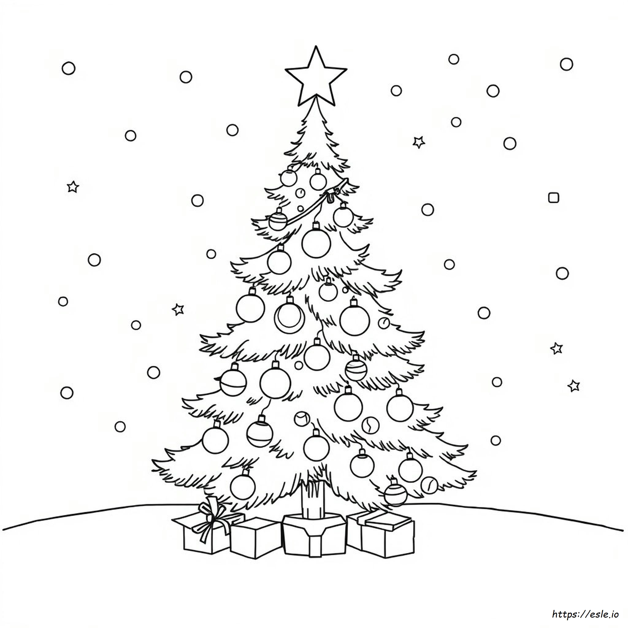 A Coloring Page Of A Christmas Tree