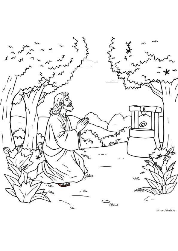 Jesus Praying In The Garden Of Gethsemane Coloring Page