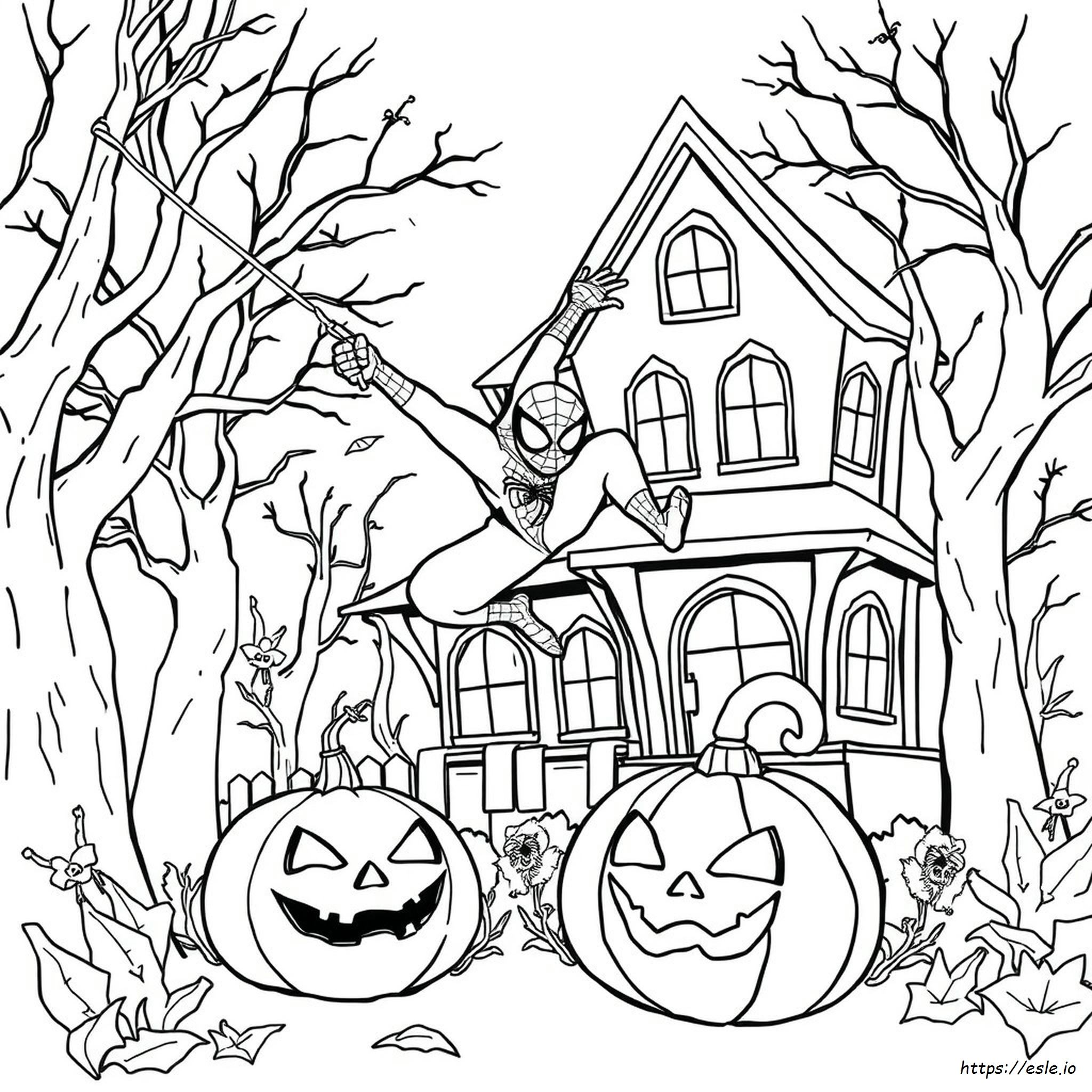 Spidey Halloween Coloring Page