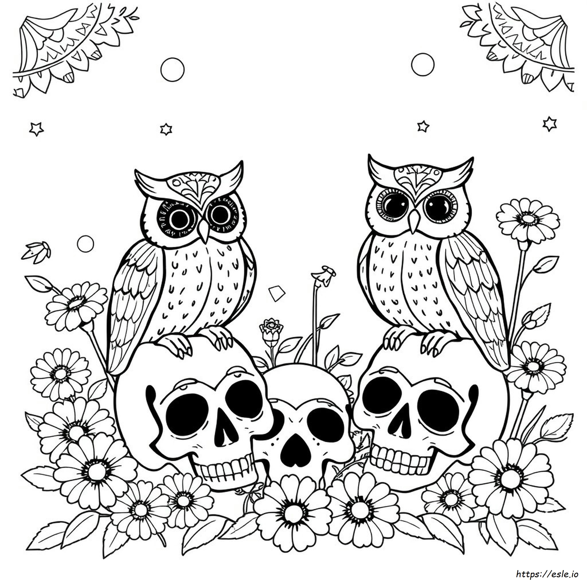 Coloriages Hiboux Jour Des Morts