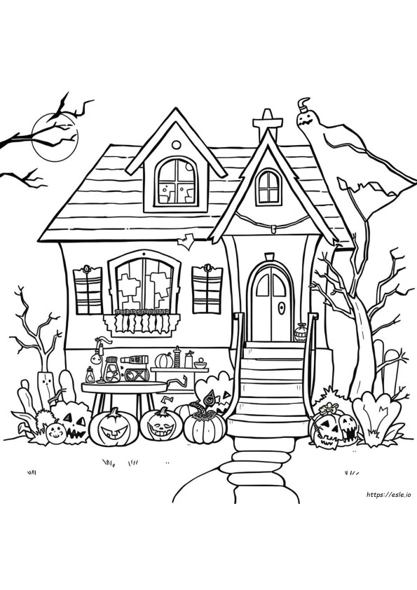 Halloween House Inside Color Pages