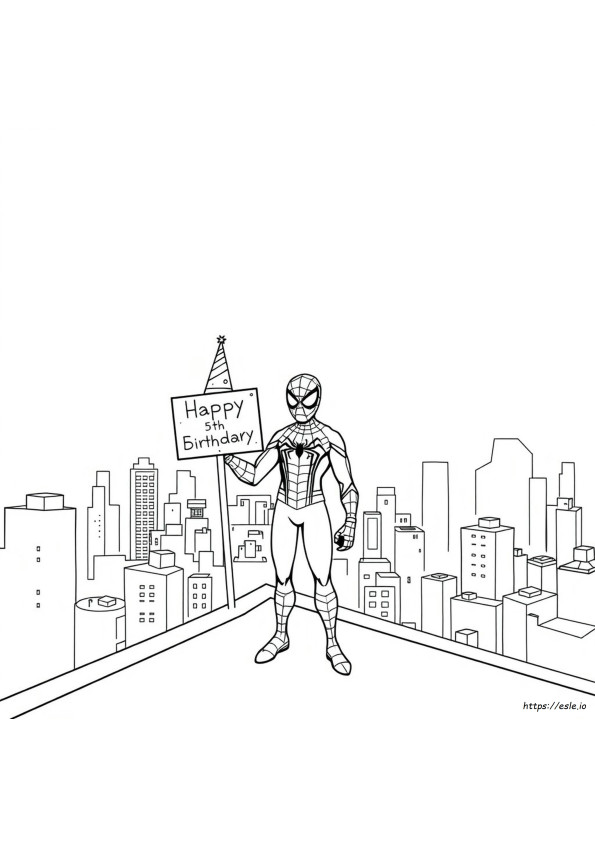 Spiderman Happy Birthday Coloring Pages