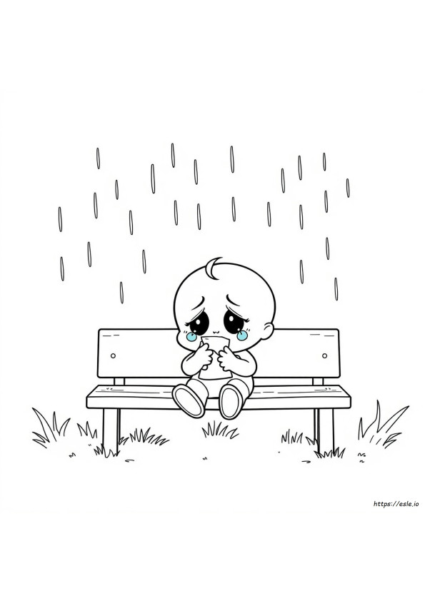 Crying Coloring Page