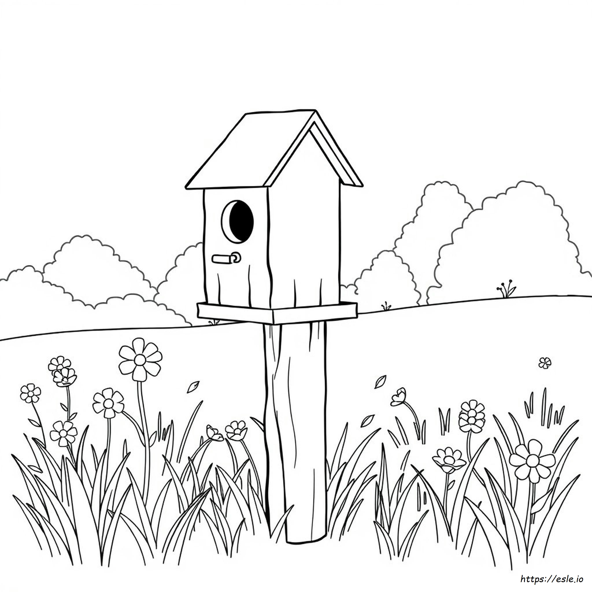 Bird House Coloring Page