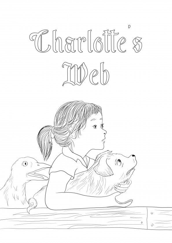 Imprimare gratuită a personajelor lui Charlotte Web pentru a colora și a le împărtăși altora.