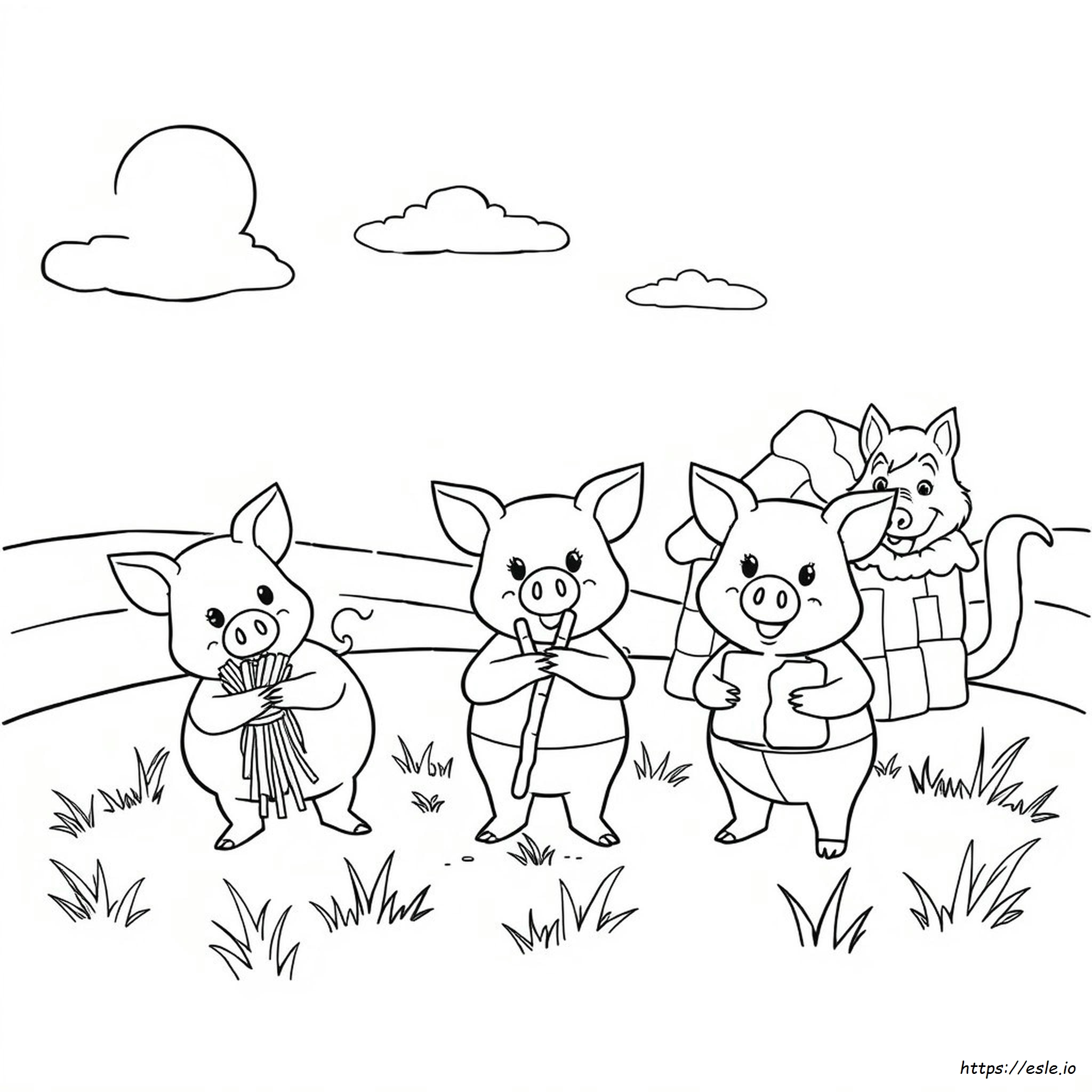 Three Little Pigs Coloring Pages Disney
