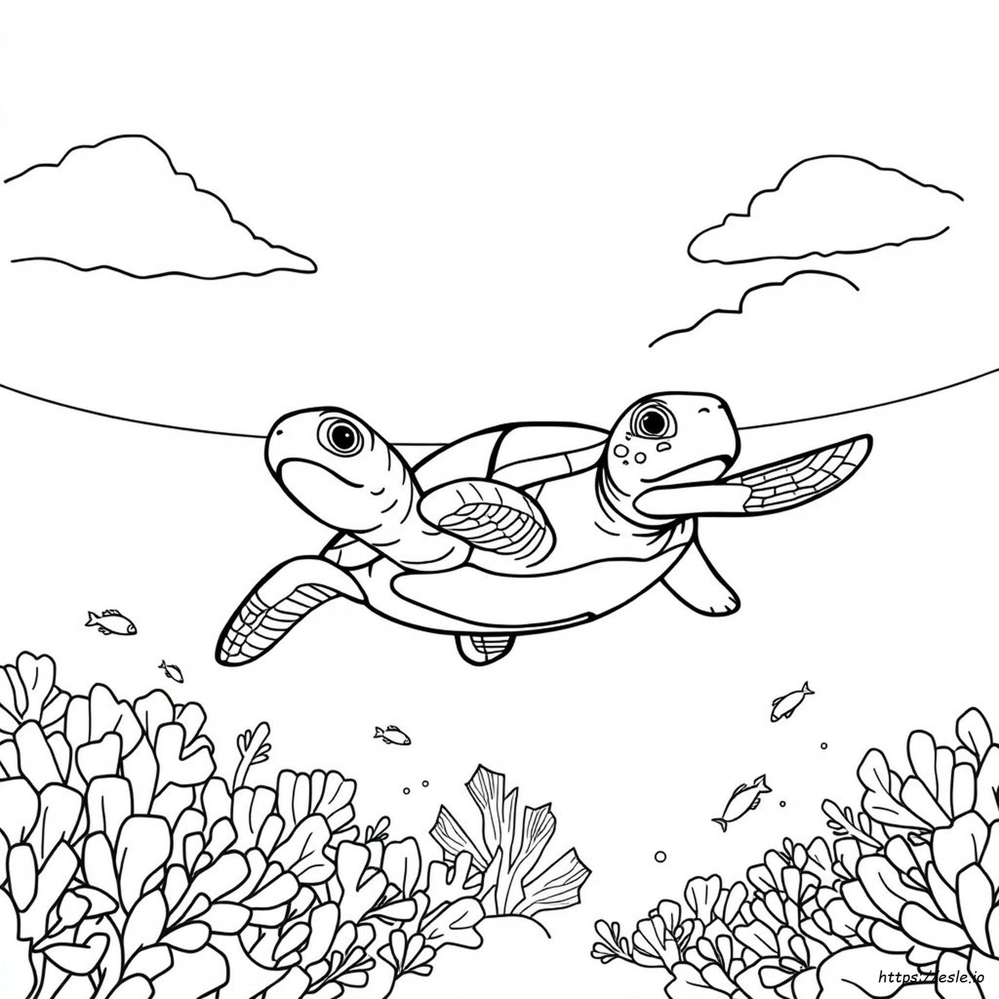 Cute Realistic Sea Turtle Coloring Page