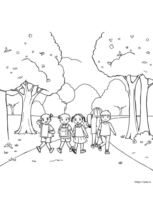 Field Trip Coloring Page Free