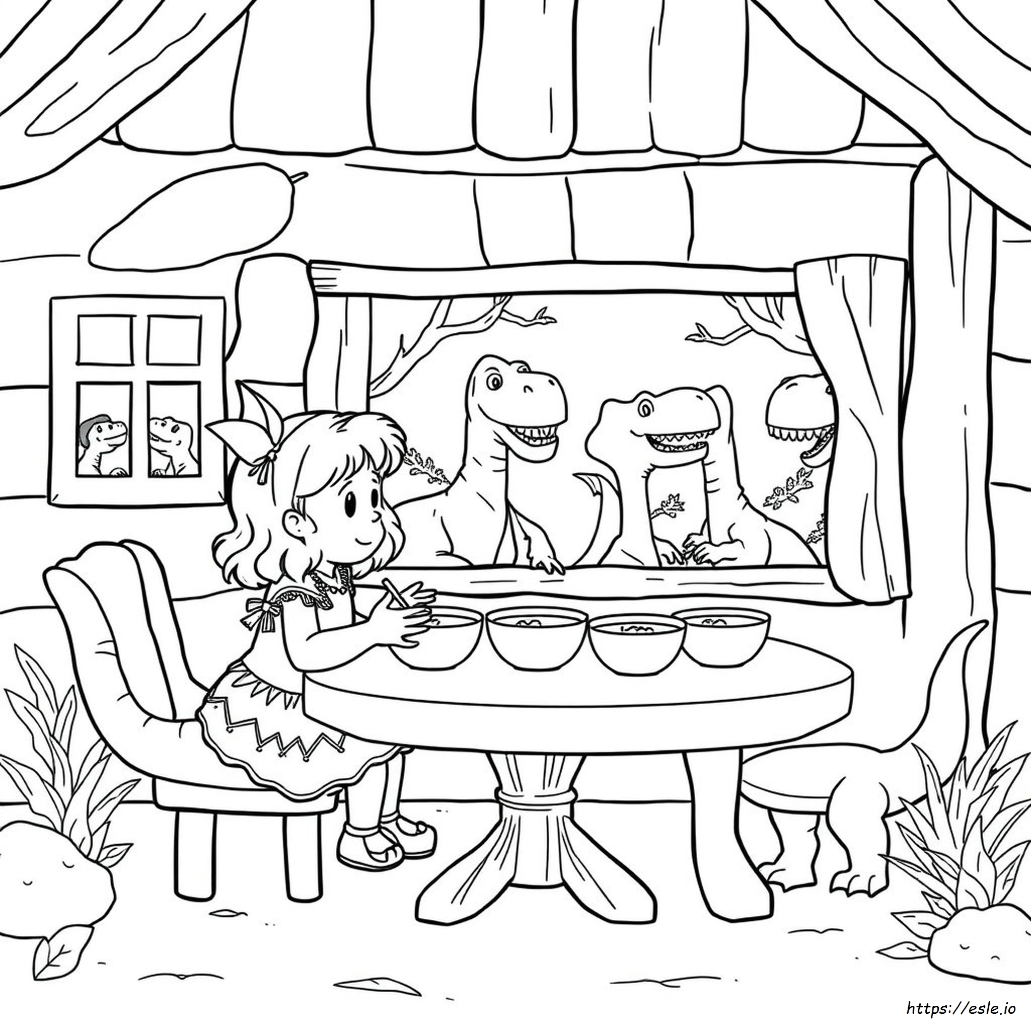 Goldilocks And The Three Dinosaurs Coloring Page