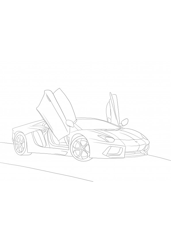 A superb coloring sheet of the Lamborghini Aventador car free to download or print