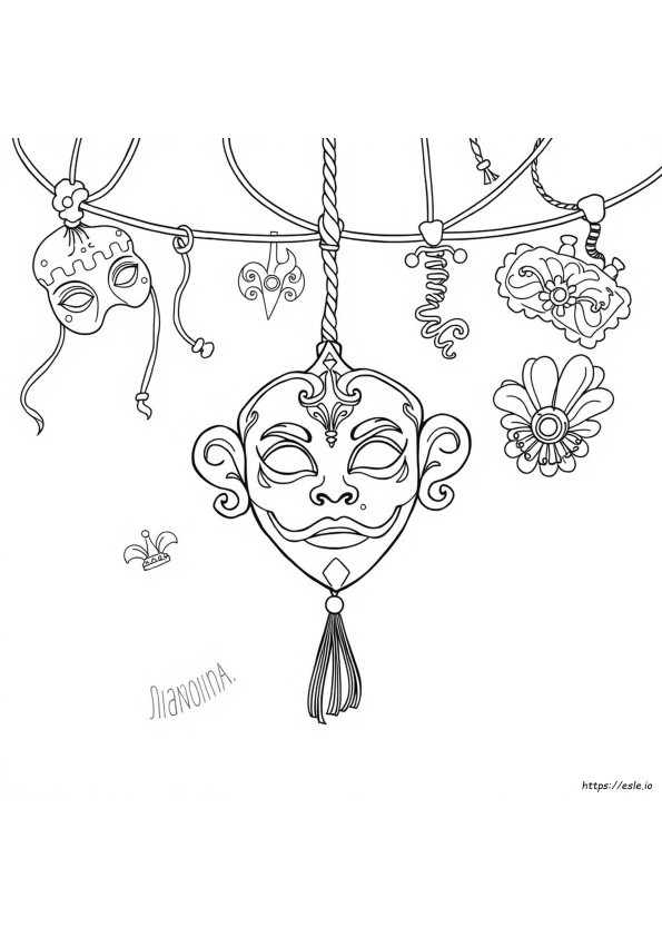 Carnival Mask Coloring Page