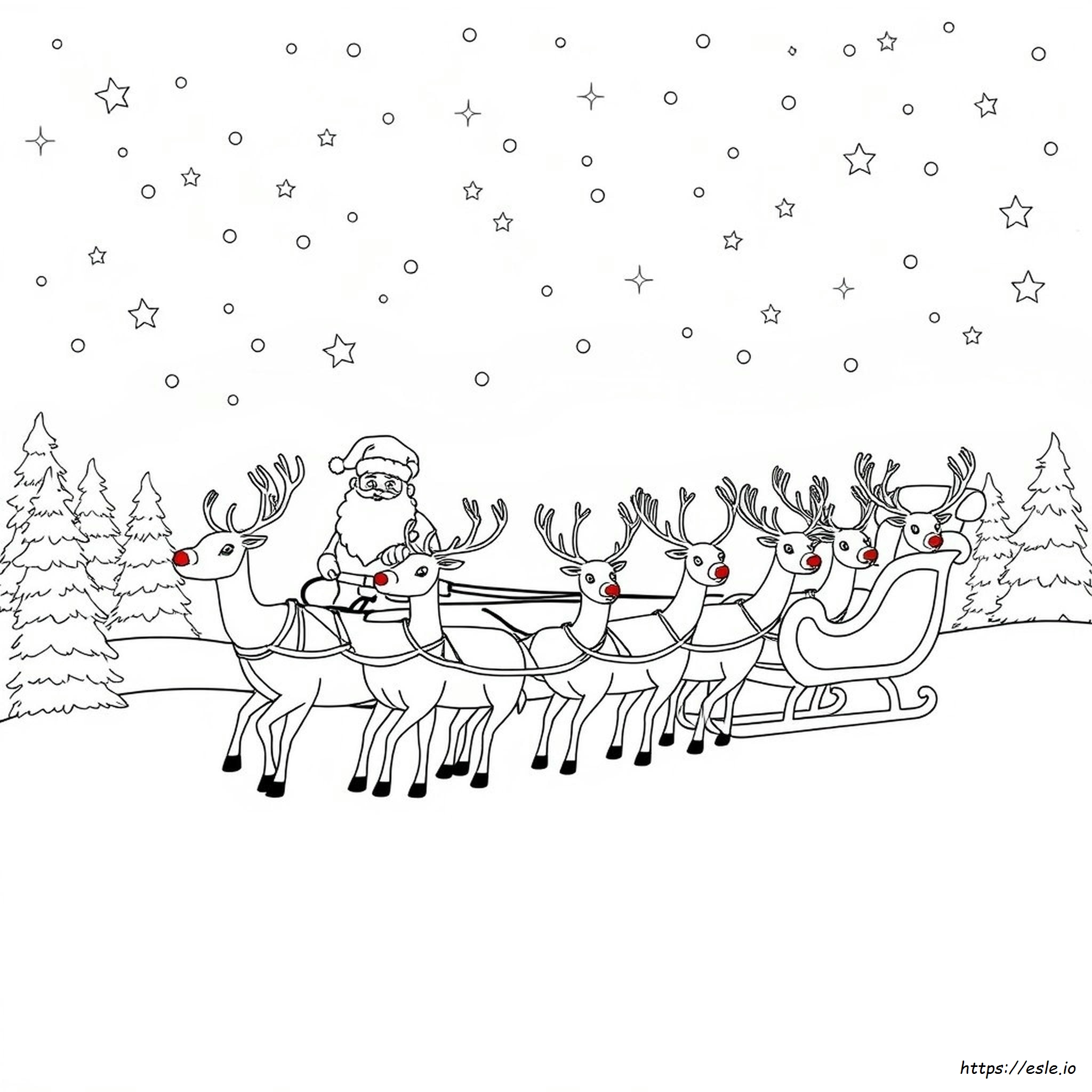 Coloriages De Noël D'un Renne Et Du Père Noël Pour Adultes À Imprimer