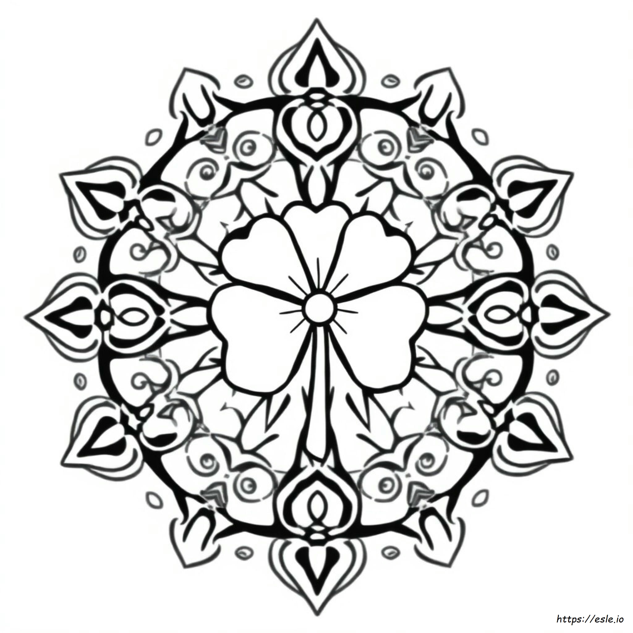 Shamrock Mandala Coloring Page