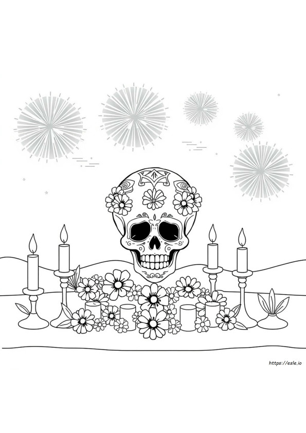 Day Of The Dead Coloring Skull