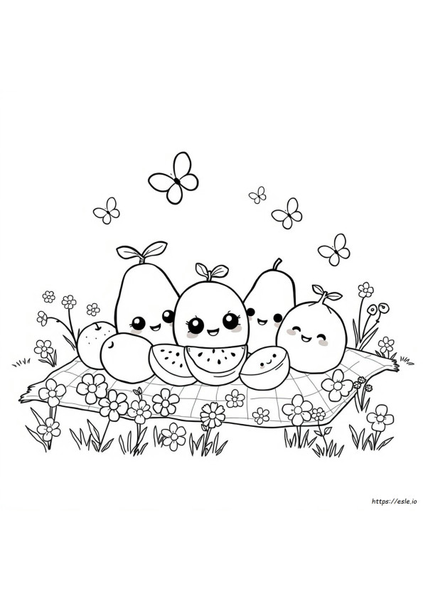 Páginas Para Colorear De Frutas Kawaii