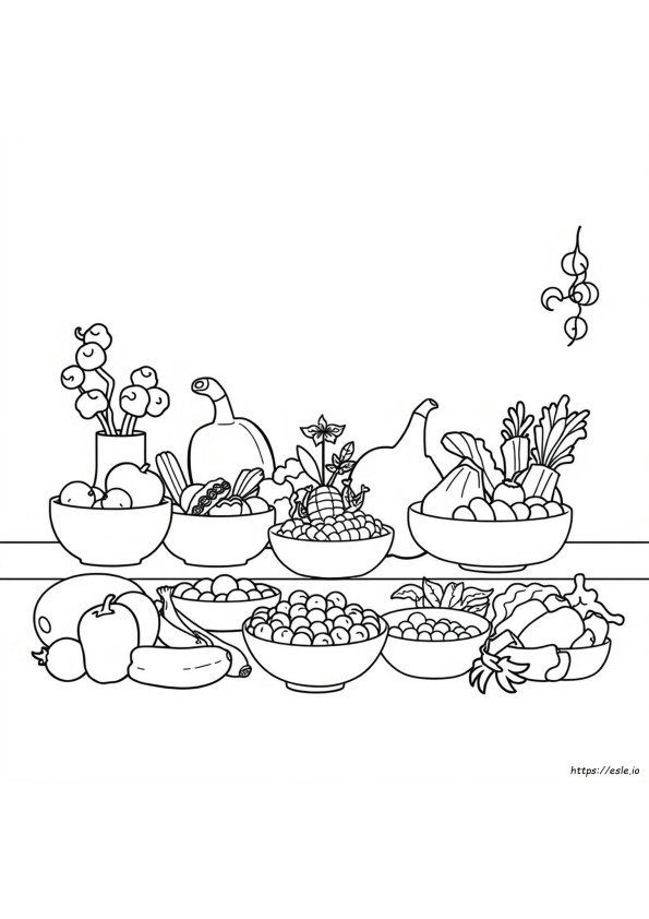 健康的な食べ物 塗り絵