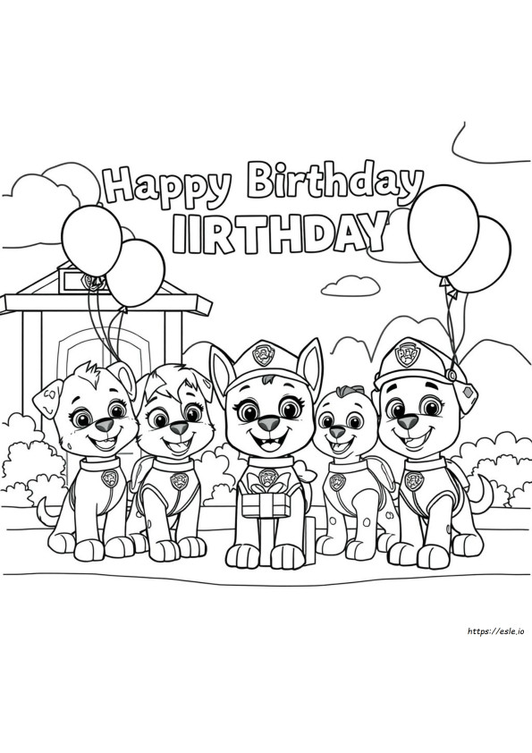Pagina Da Colorare Stampabile Di Paw Patrol - Buon Compleanno