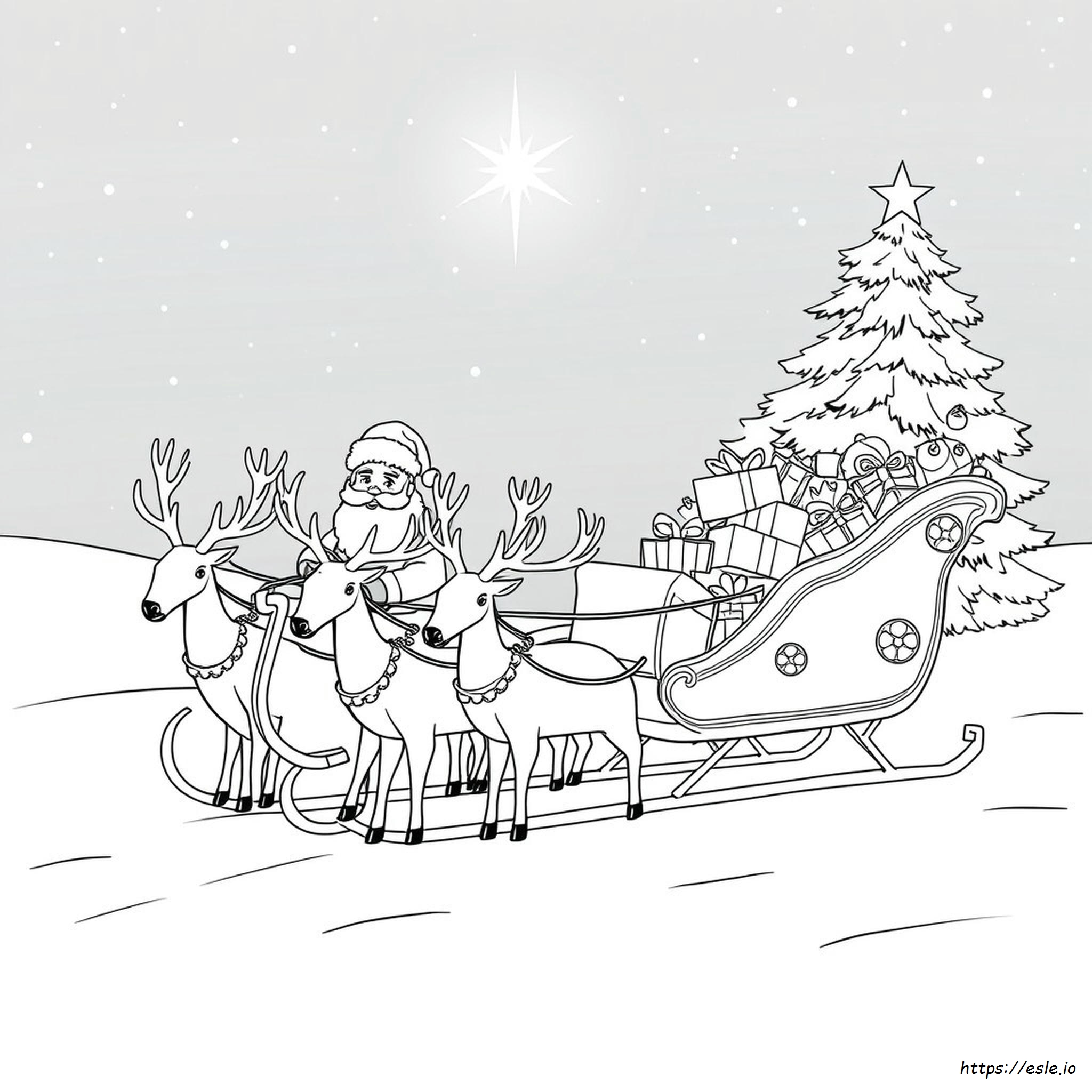 Realistic Santa Sleigh Coloring Page