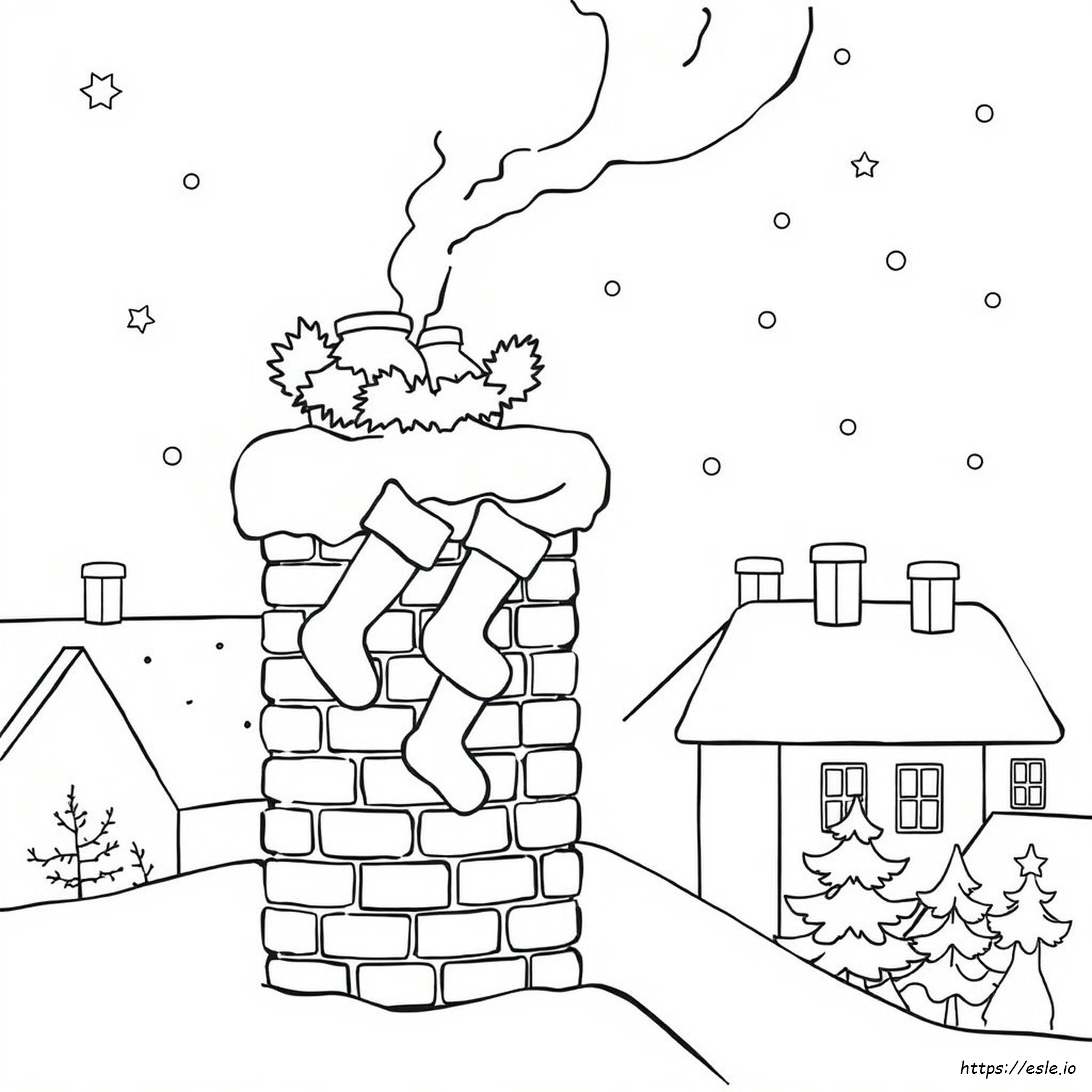 Christmas Chimney Coloring Pages