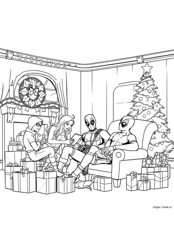 Deadpool Christmas Colouring Pages