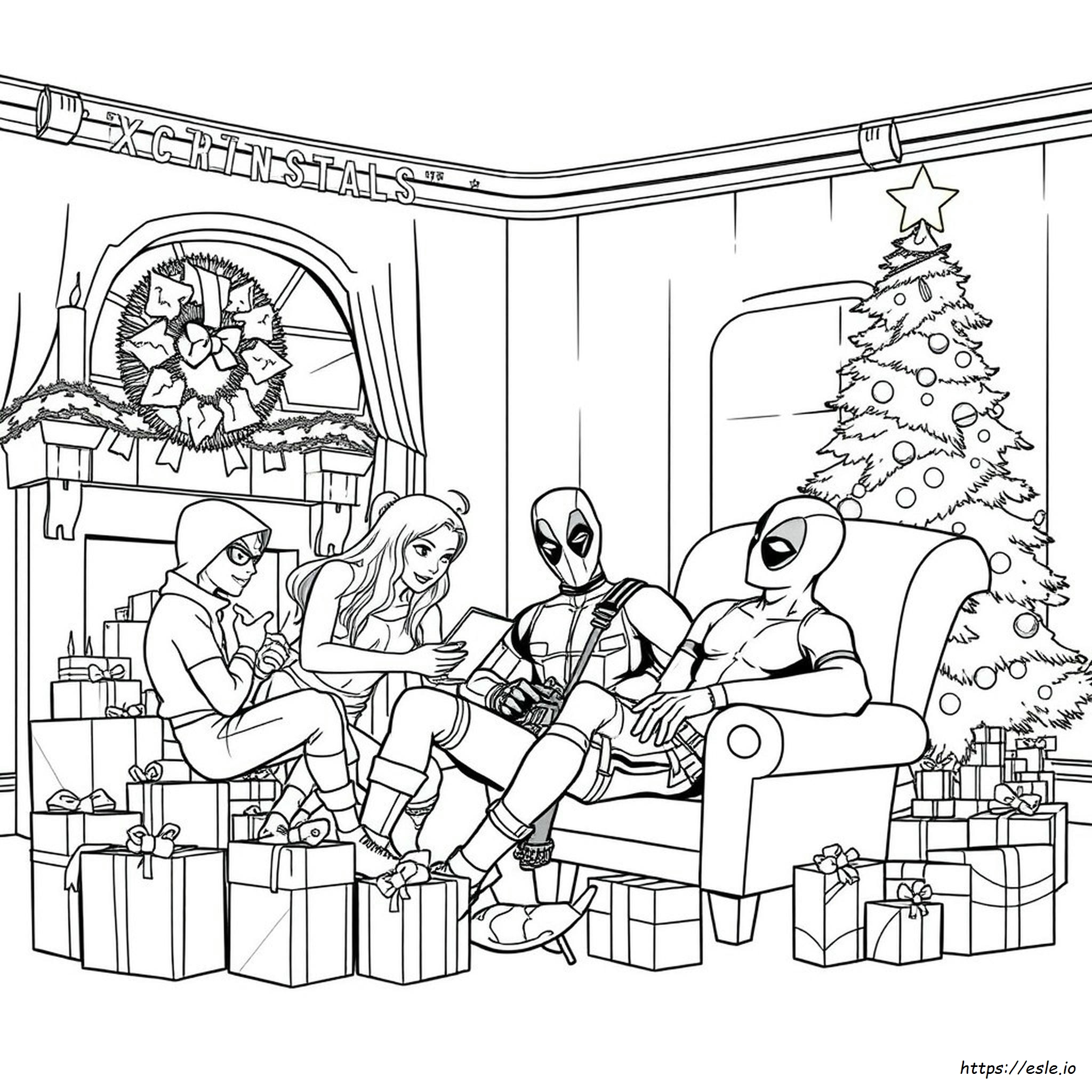 Deadpool Christmas Colouring Pages