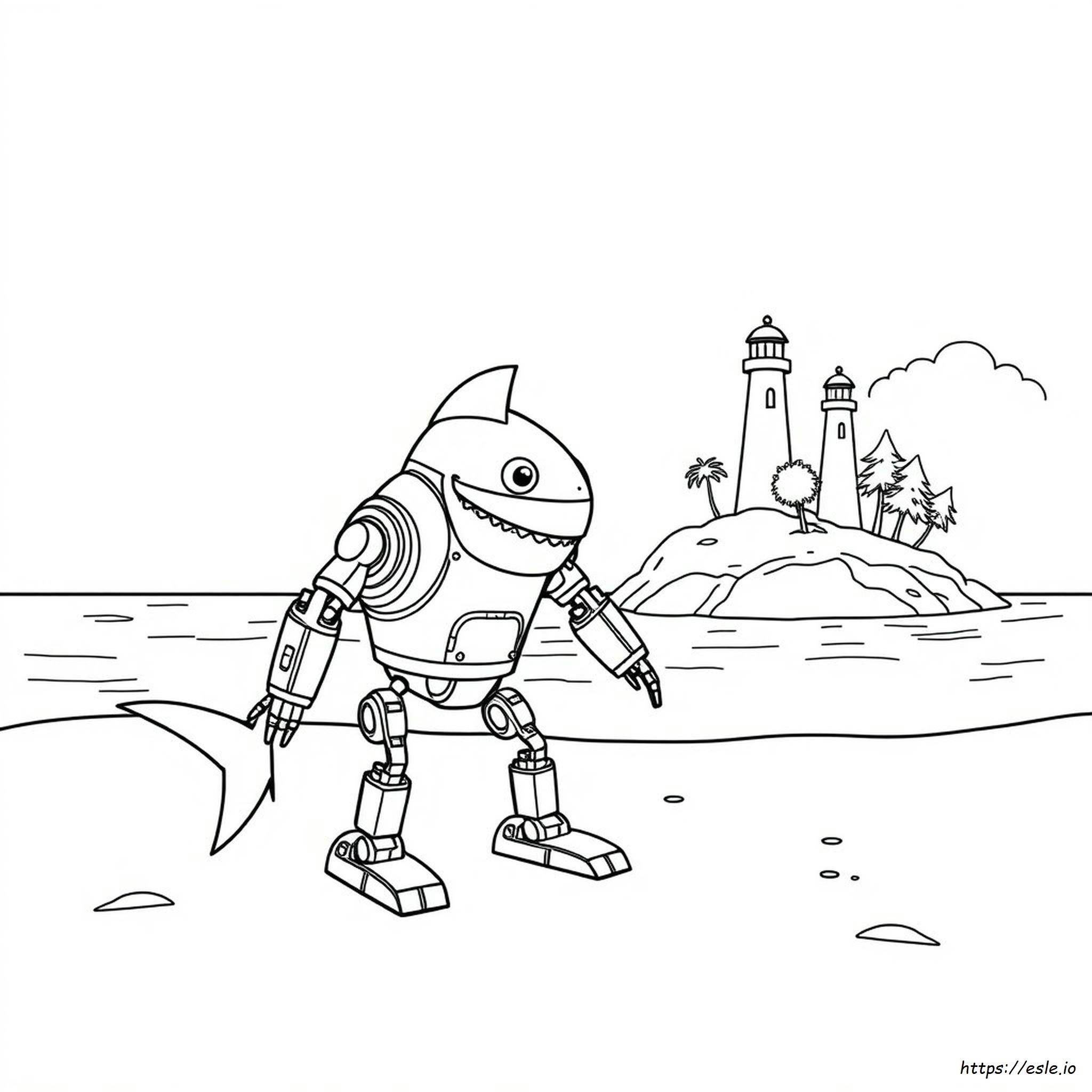 Robot Rekin Kolorowanka