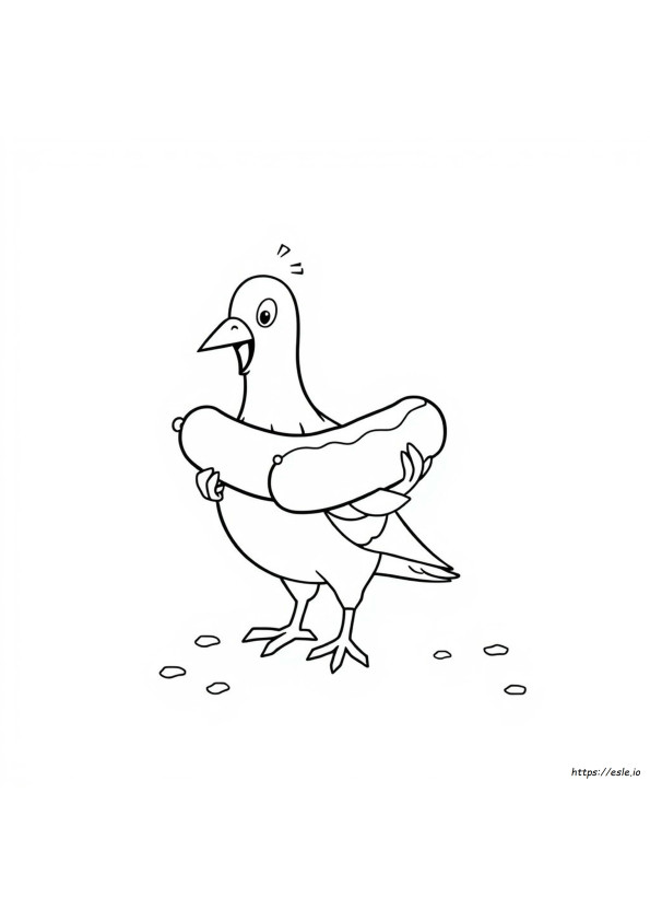 O Pombo Encontra Um Cachorro-Quente Para Colorir