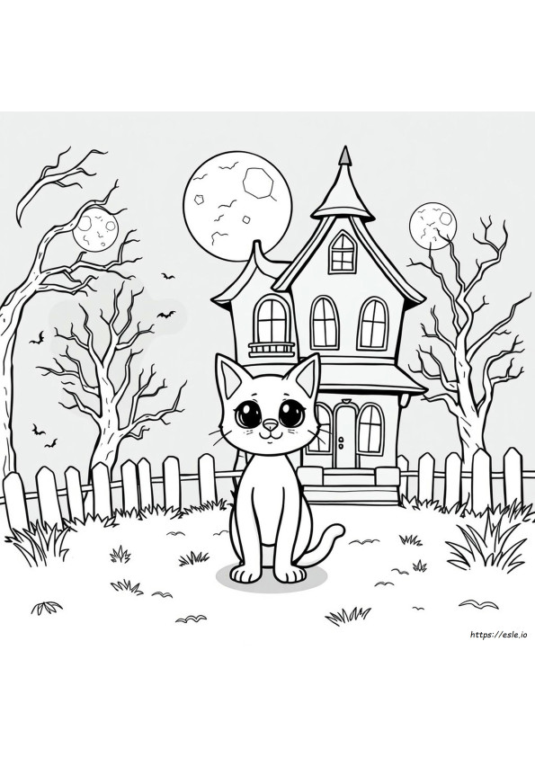 Cartoon Cat Horror Coloring Pages