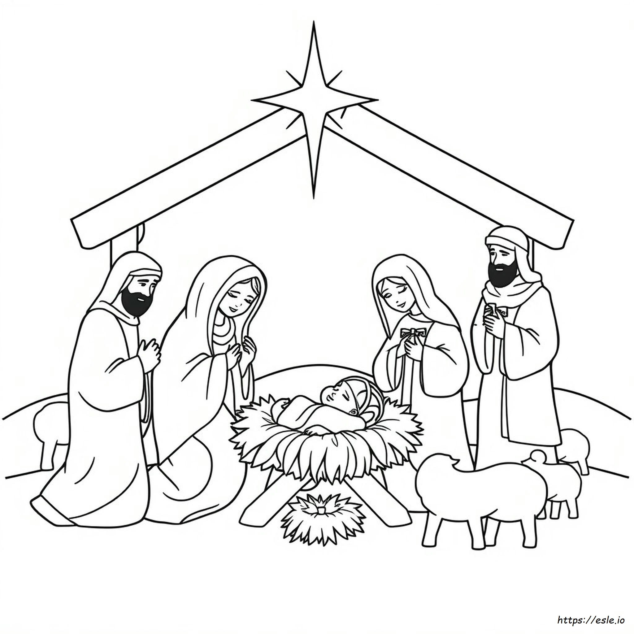 Coloriage Crèche De Noël