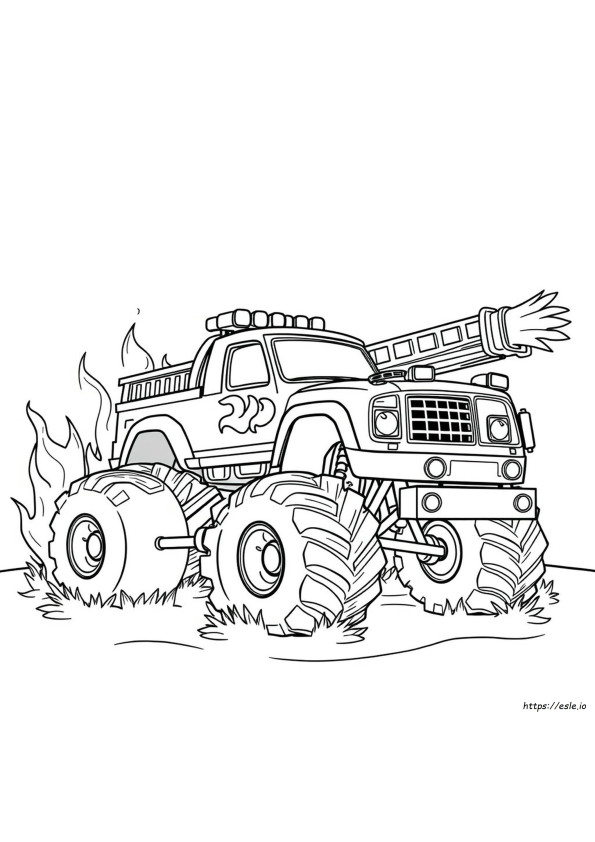 Camion Dei Pompieri Monster Truck Da Colorare