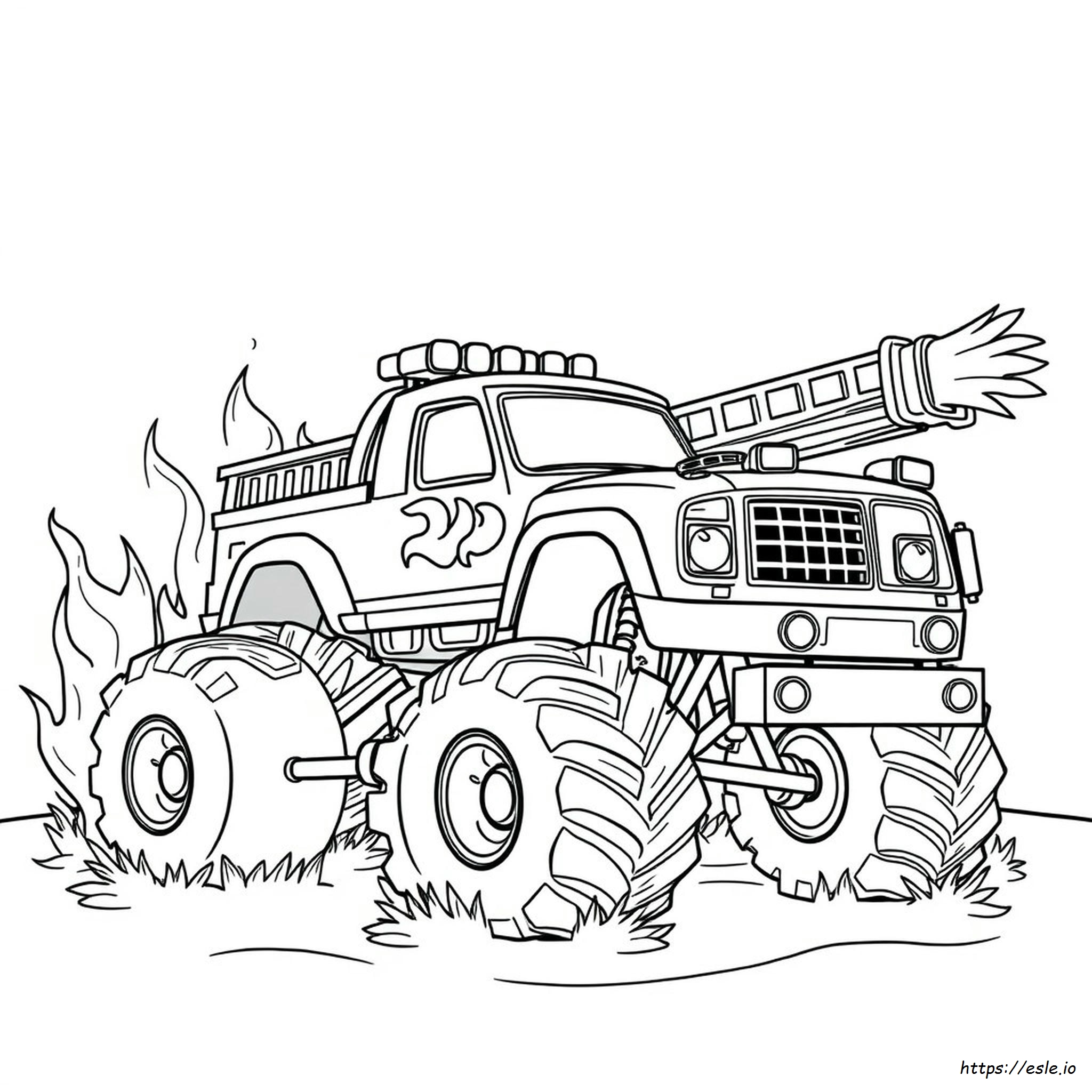 Coloriage Camion Monstre Pompier