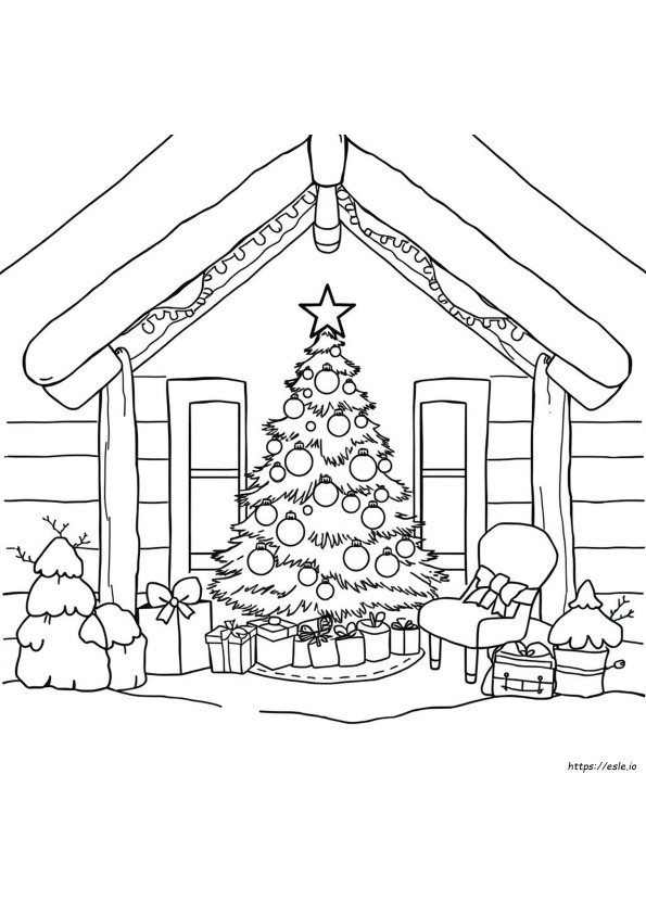 Christmas Tree House Coloring Page