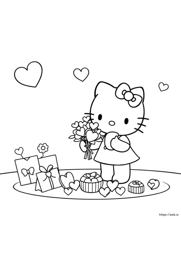 Hello Kitty Valentines Day Coloring Sheet
