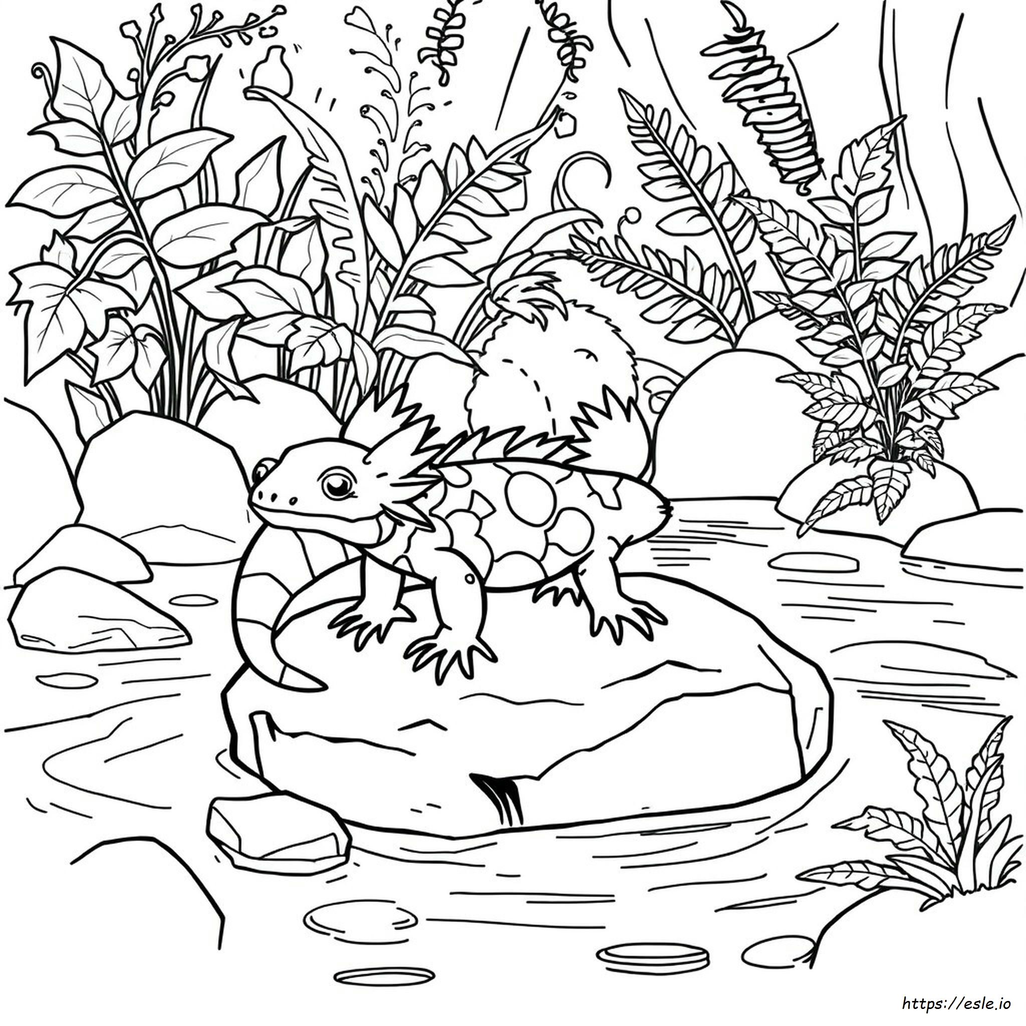Realistic Axolotl Coloring Page