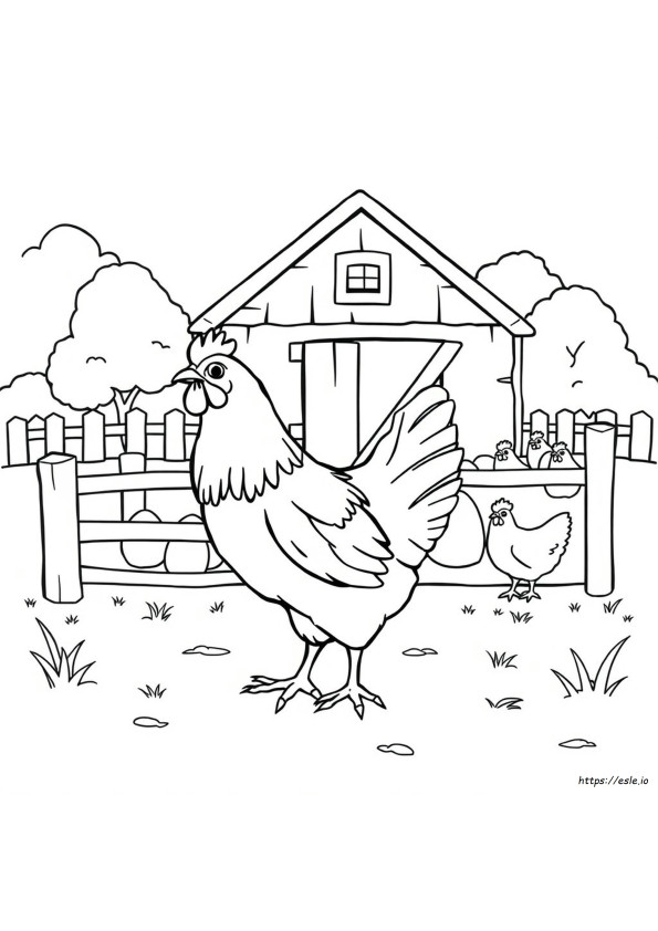 Chicken Farm Coloring Pages