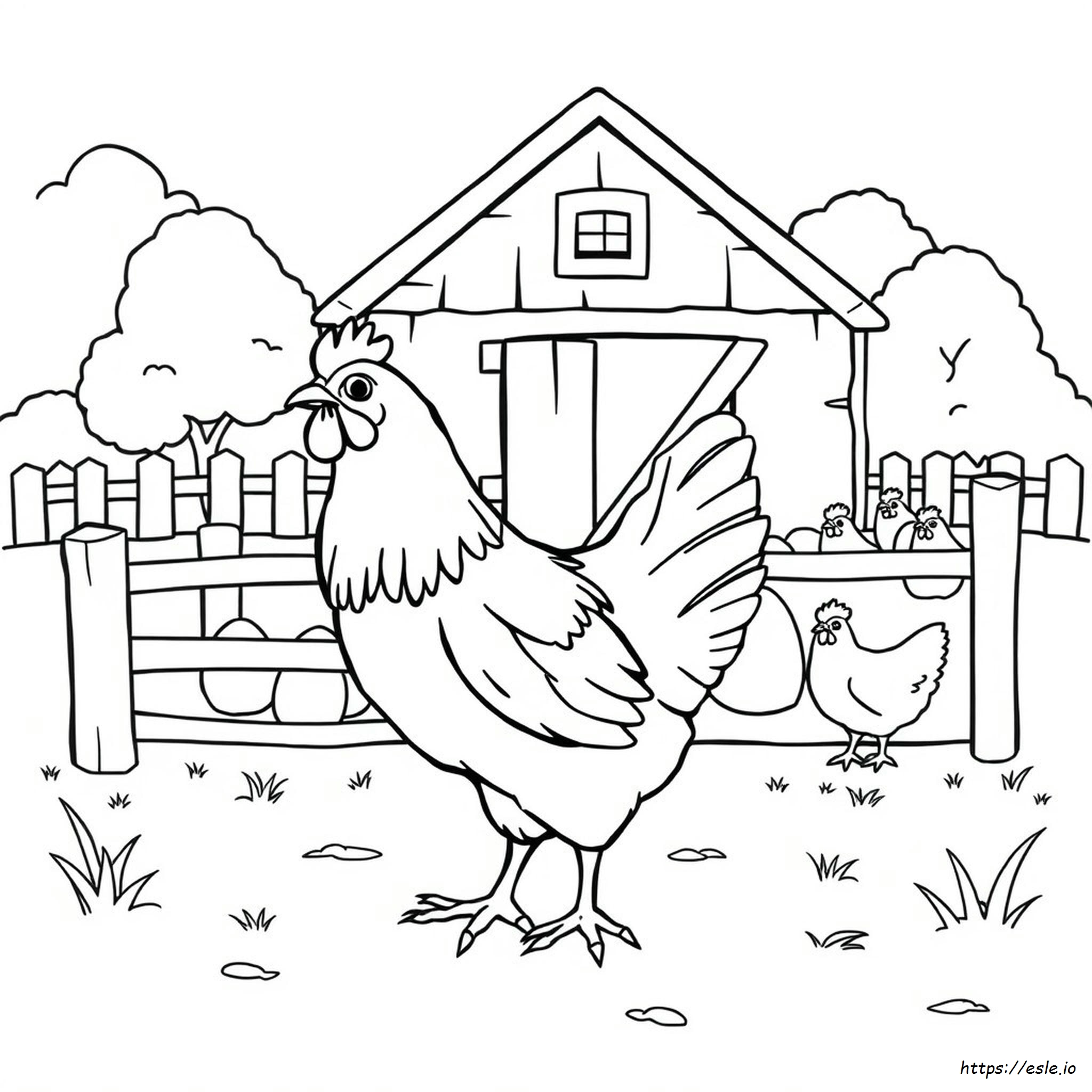 Chicken Farm Coloring Pages