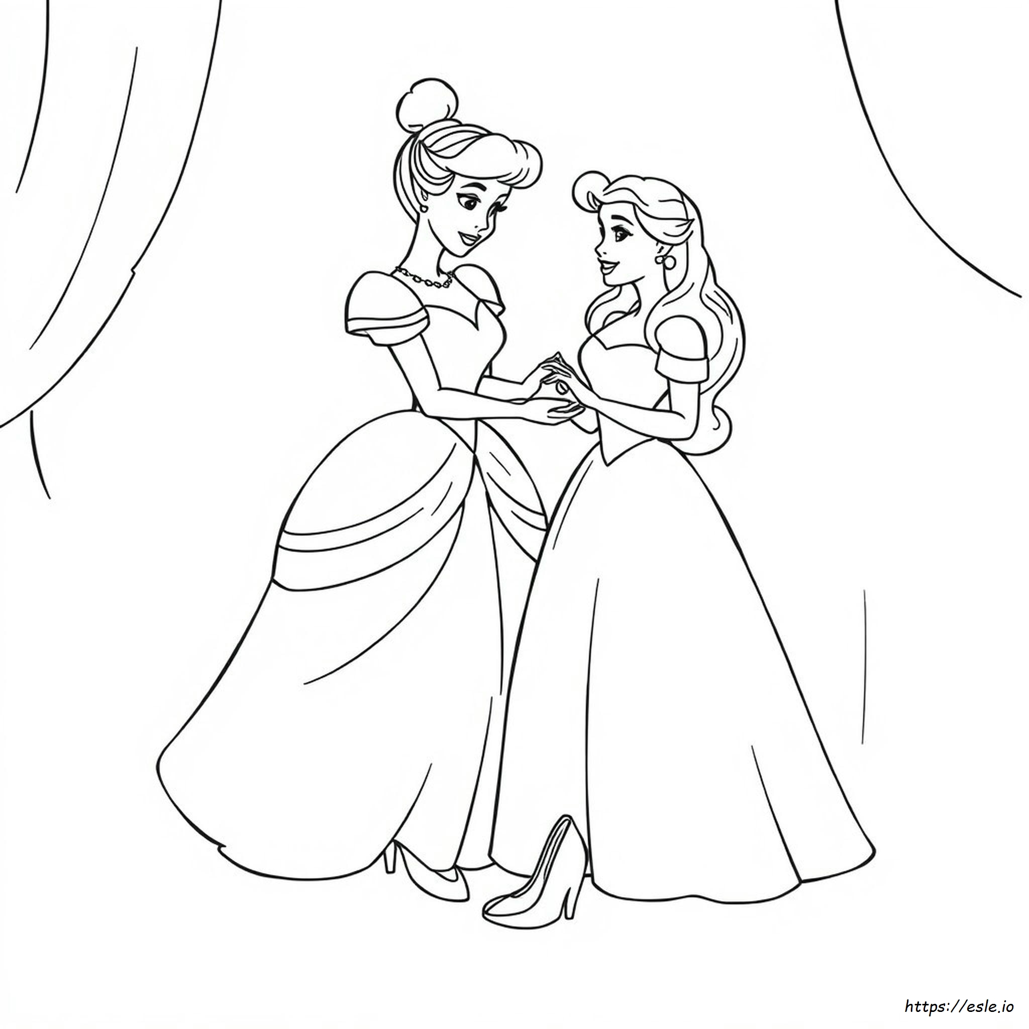 Cinderella And Belle Coloring Pages