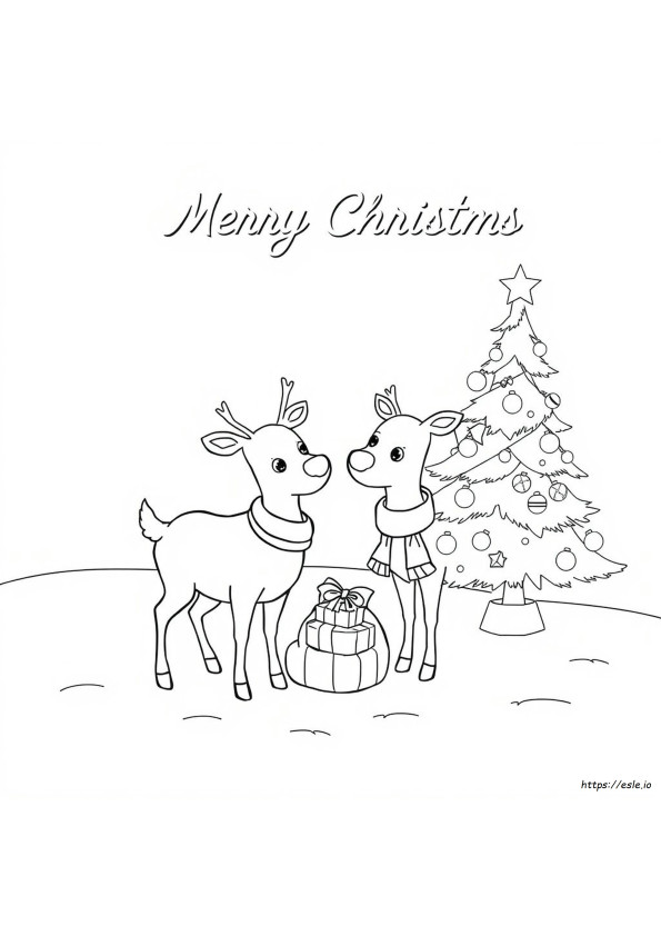 Frohe Weihnachten Rentier Ausmalbilder