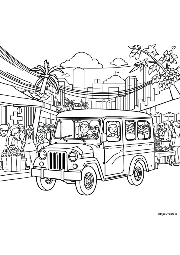 Jeepney Coloring Page