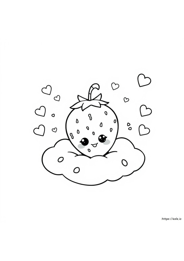 Kawaii Cute Strawberry Coloring Page