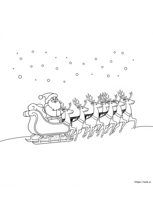 Santa On Sleigh Colouring Pages