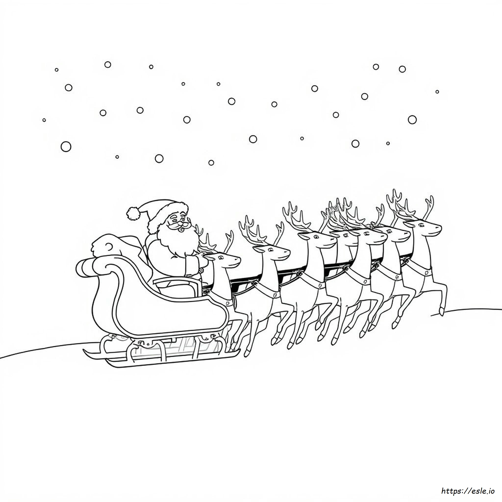 Santa On Sleigh Colouring Pages