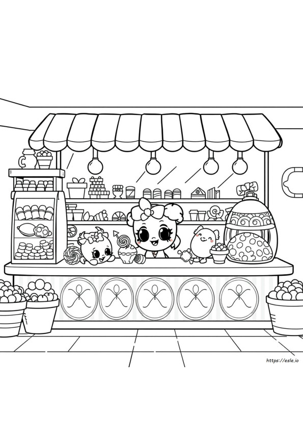 Şeker Yiyecek Shopkins Boyama Sayfaları