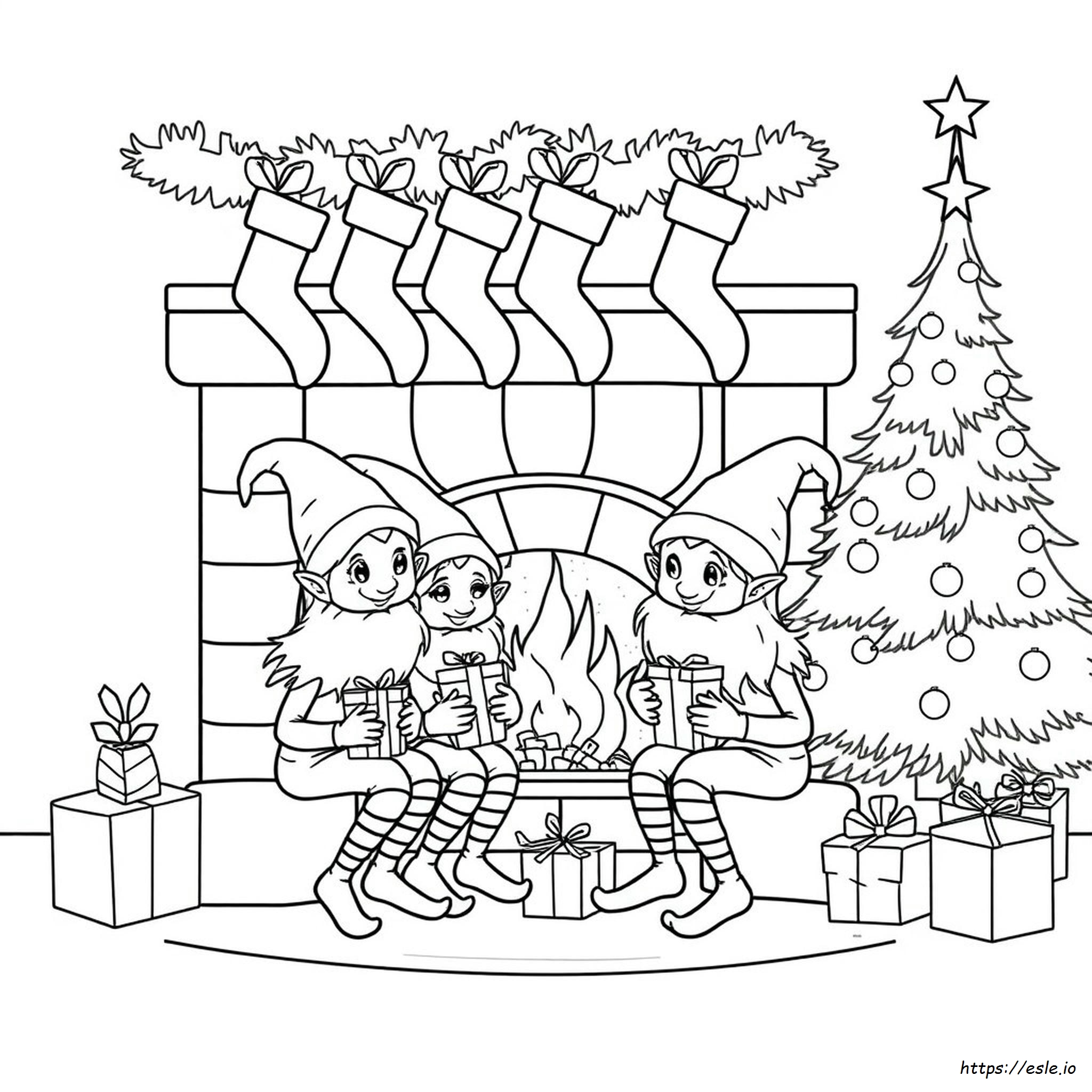 Christmas Elves Coloring Pages Printable