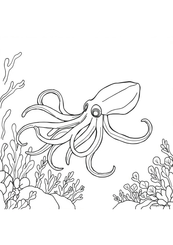 Calamar Gigante Para Colorear
