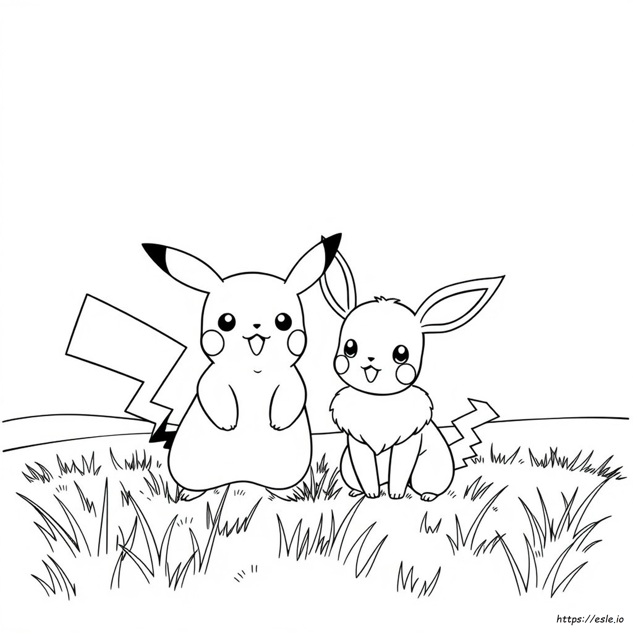 Pikachu And Eevee Coloring Sheet