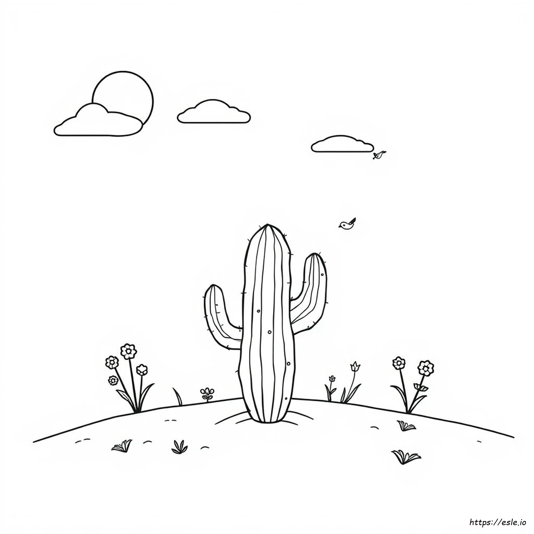 Printable Cute Cactus Coloring Page